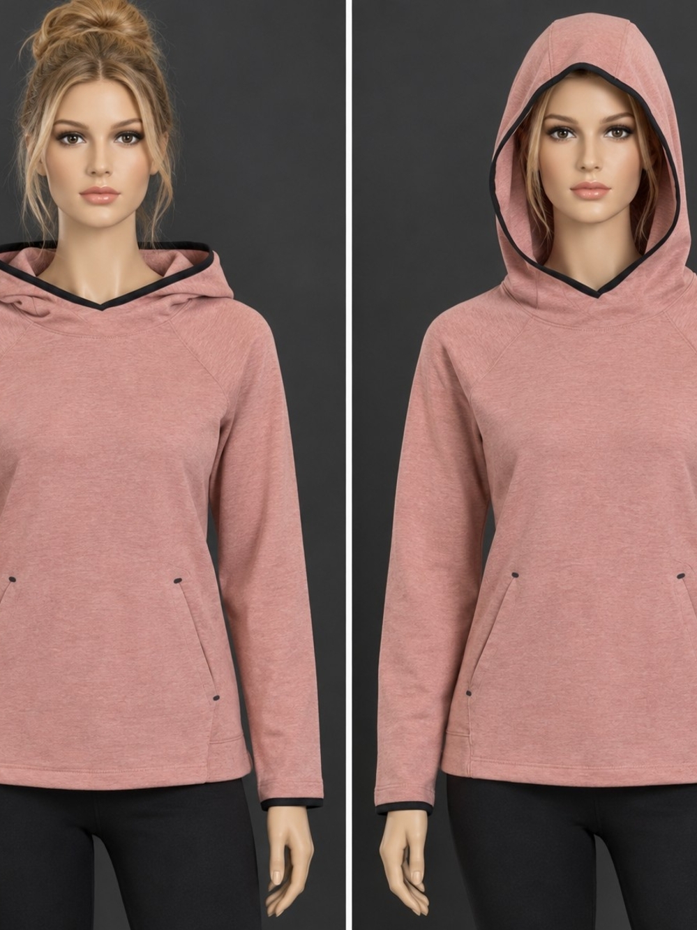 Old Navy Blush Pink Hooded Pullover with Black Trim